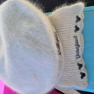 Disney white rabbit hair beret and scarf set